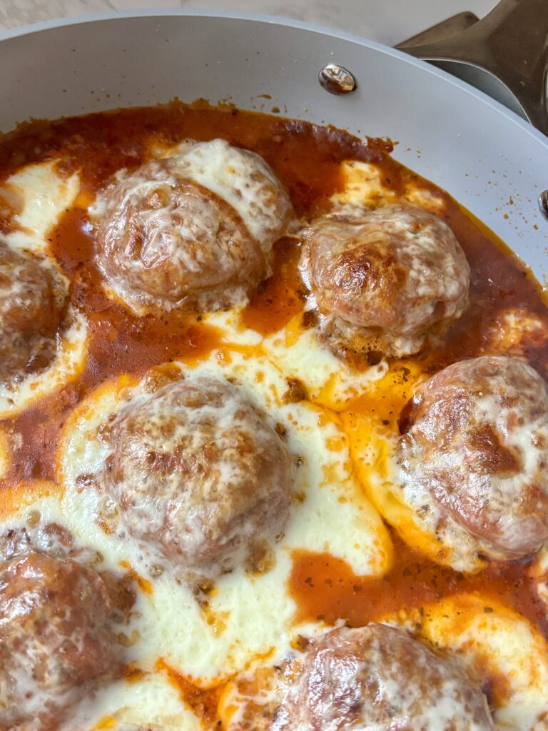 One Pan Meatball Parmesan Bake