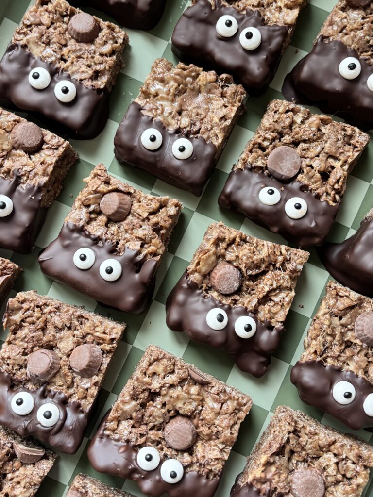 Double Chocolate Dipped Crispy Peanut Butter Cup Treats