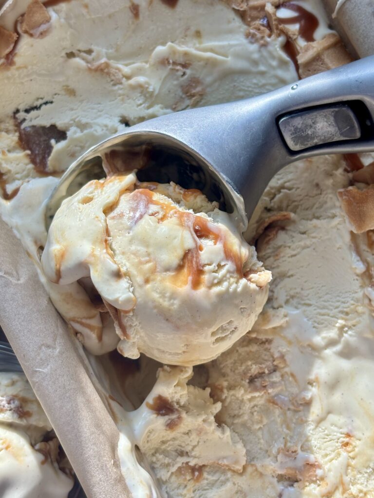 No Churn Pistachio Caramel Cone Ice Cream