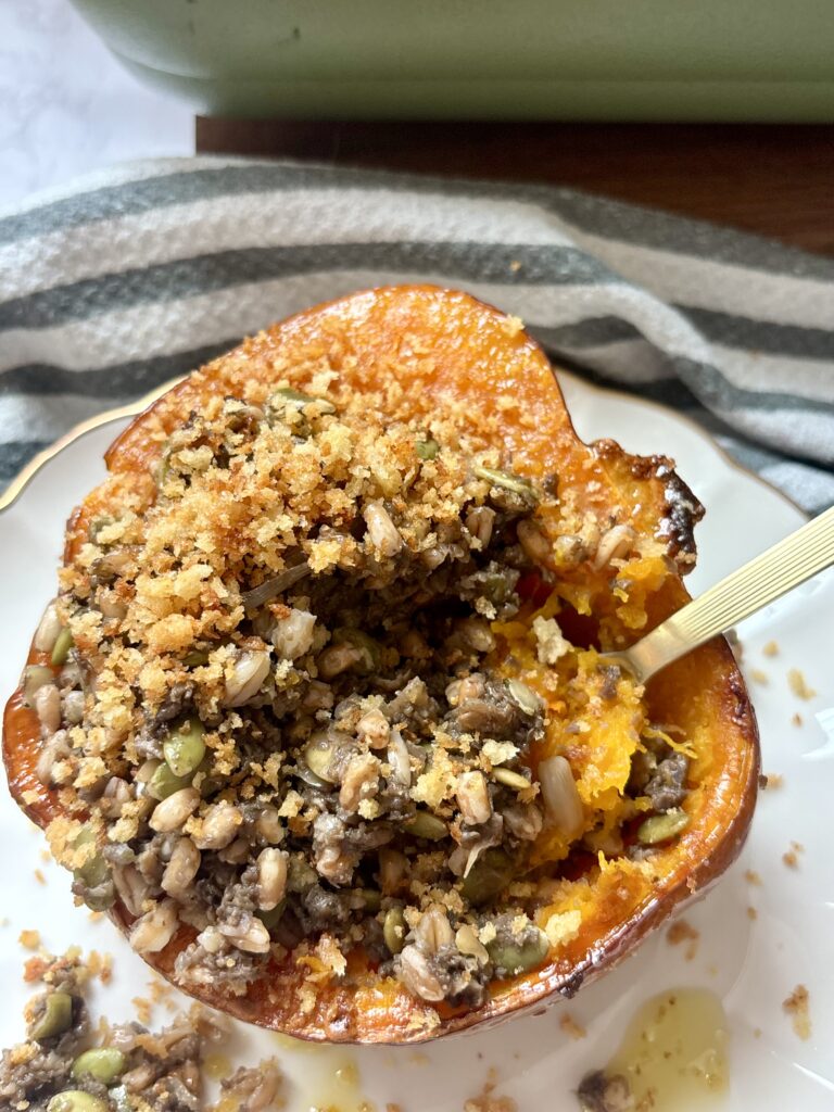 Maple Roasted Squash with Brown Butter Mushroom Farro